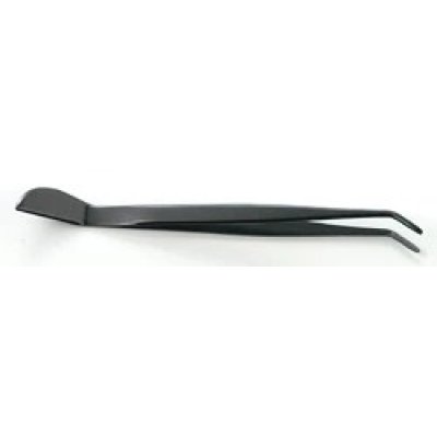 Photo1: No.60195  Stainless Tweezer /Curved(dyeing black) [55g/220mm]