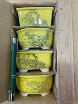 No.Maru511  Bunzan shohin bonsai pot set, 4pcs