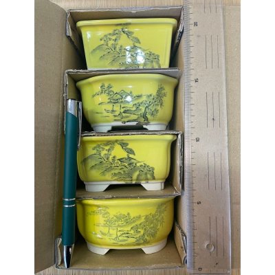 Photo1: No.Maru511  Bunzan shohin bonsai pot set, 4pcs