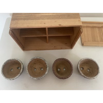 Photo2: No.TB0801  Bonsai pot with wooden box