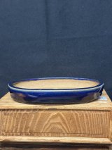 No.MH6801  Heian Kozan 1st, Blue, oval 瑠璃楕円鉢