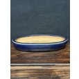 Photo2: No.MH6801 <br>Heian Kozan 1st, Blue, oval 瑠璃楕円鉢 (2)