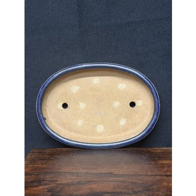 Photo5: No.MH6801  Heian Kozan 1st, Blue, oval 瑠璃楕円鉢