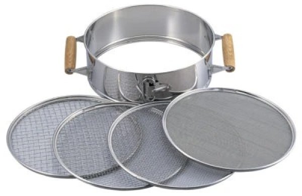 Photo1: No.1370  Stainless soil sieve [2100g / 320 x 110 mm] (1)