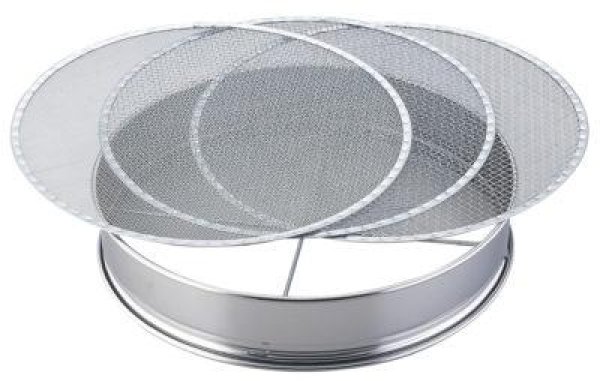 Photo1: No.1374  Stainless soil sieve 37cm [670g / 370 x 75 mm] (1)