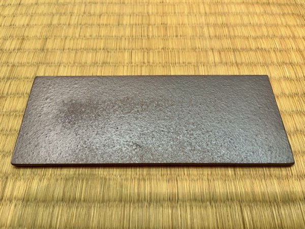 Photo1: No.BR2003-5  Rectangle ceramic plate, brown (1)