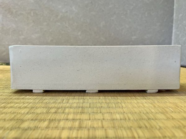 Photo1: No.WY2004-7.5  Rectangle Bonsai pot, white (1)