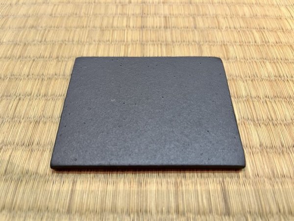 Photo1: No.BK2001-2.5  Square ceramic plate, black (1)