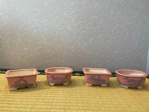 Photo2: No.Maru512  Bunzan shohin bonsai pot set, 4pcs (2)