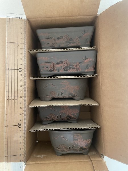 Photo1: No.12A-5A  Bonsai pot set, 5pcs (1)