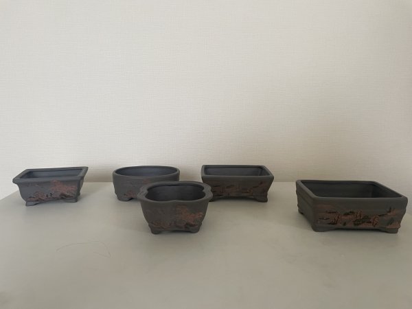 Photo2: No.12A-5A  Bonsai pot set, 5pcs (2)