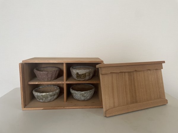 Photo1: No.TB0801  Bonsai pot with wooden box (1)