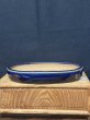 Photo1: No.MH6801  Heian Kozan 1st, Blue, oval 瑠璃楕円鉢 (1)