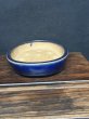 Photo3: No.MH6801  Heian Kozan 1st, Blue, oval 瑠璃楕円鉢 (3)
